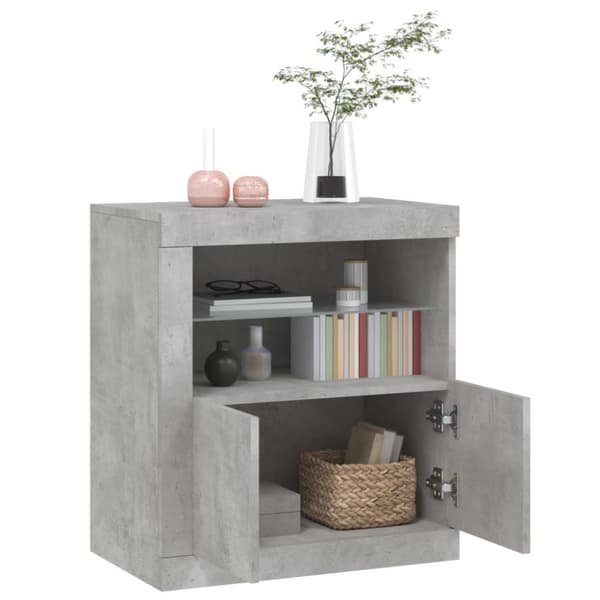 Skänk med LED-belysning betonggrå 60,5x37x67 cm