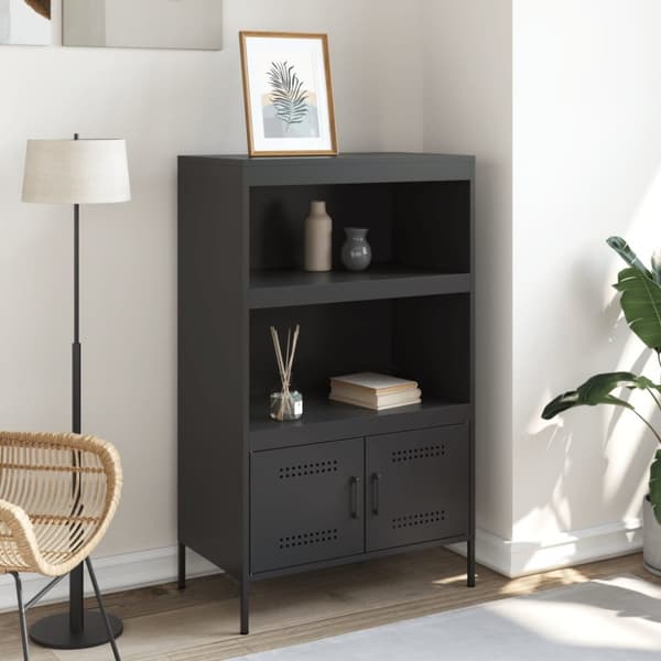 Högskåp svart 68x39x113 cm stål