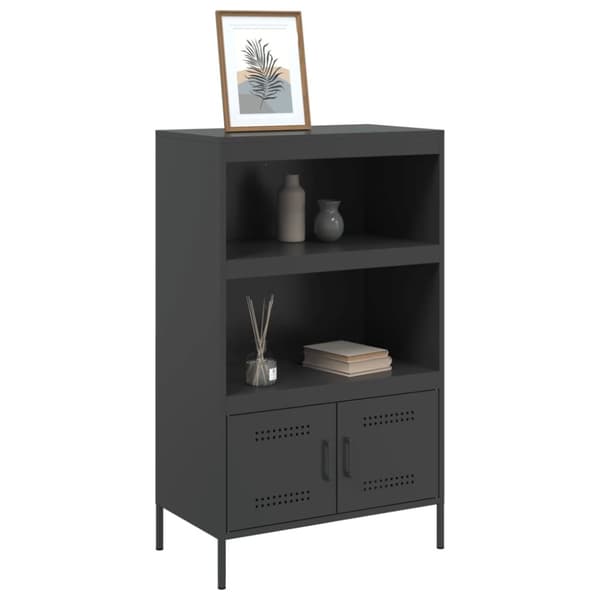 Högskåp svart 68x39x113 cm stål