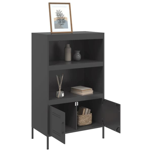 Högskåp svart 68x39x113 cm stål