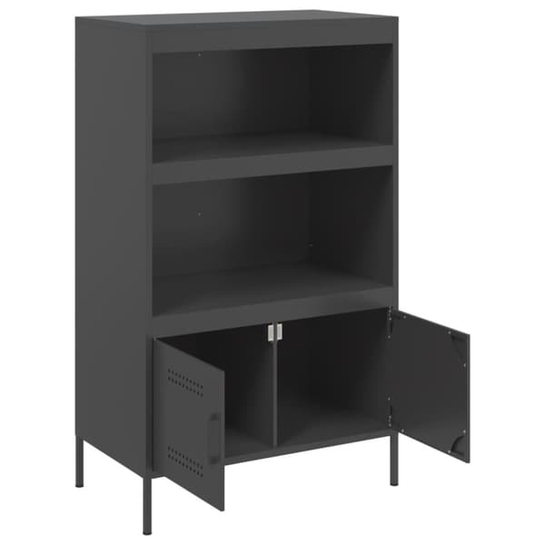 Högskåp svart 68x39x113 cm stål