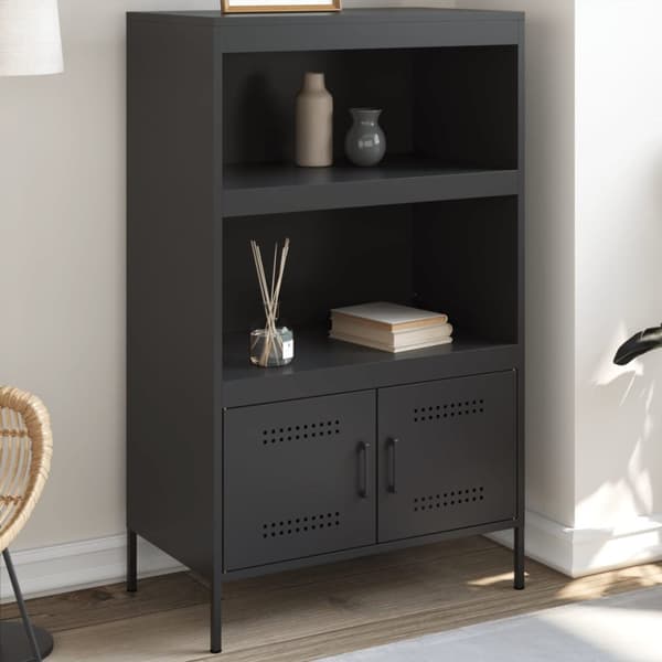 Högskåp svart 68x39x113 cm stål