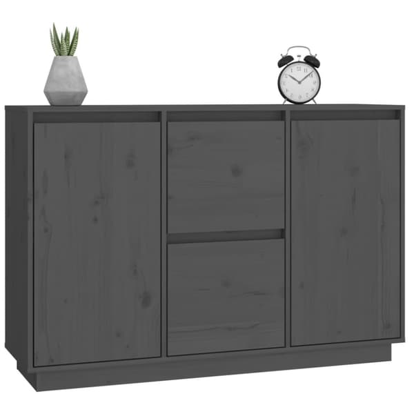 Skåp grå 111x34x75 cm massiv furu