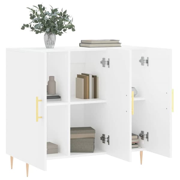 Skänk vit 90x34x80 cm konstruerat trä