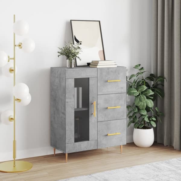 Skänk betonggrå 69,5x34x90 cm konstruerat trä