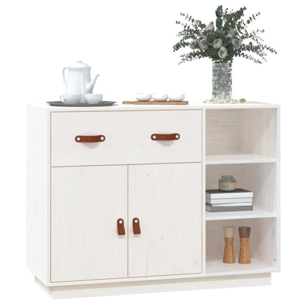 Skänk vit 98,5x40x75 cm massiv furu