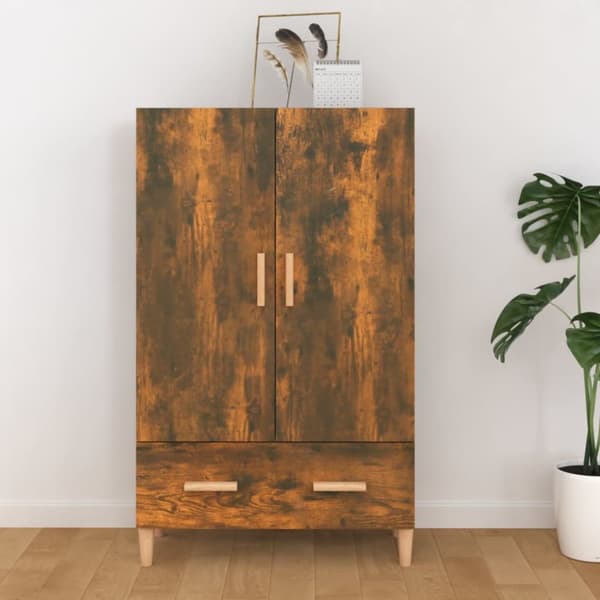 Skåp Rökfärgad ek 70x31x115 cm konstruerat trä