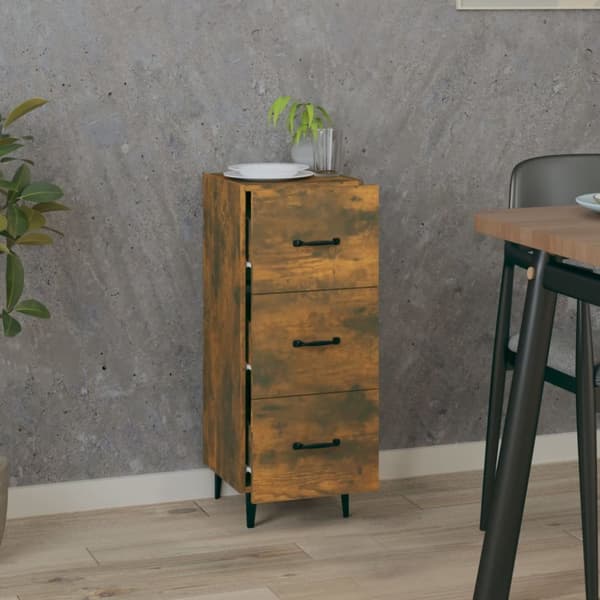 Skänk rökfärgad ek 34,5x34x90 cm konstruerat trä