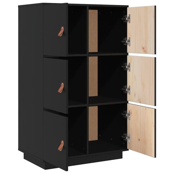 Vitrinskåp svart 67x40x108,5 cm massiv furu