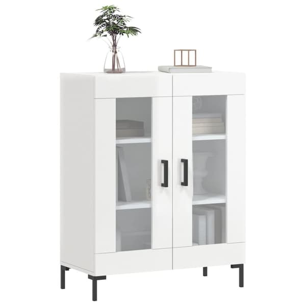 Skänk vit högglans 69,5x34x90 cm konstruerat trä