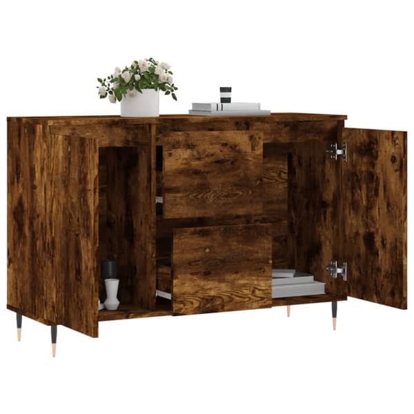 Skänk rökfärgad ek 104x35x70 cm konstruerat trä