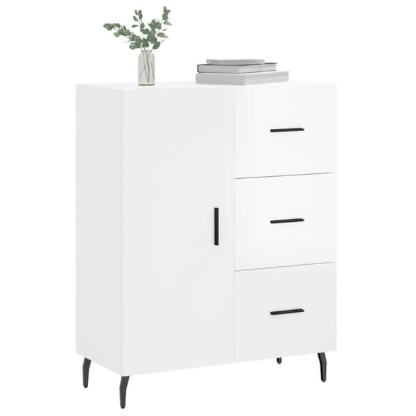 Skänk vit högglans 69,5x34x90 cm konstruerat trä