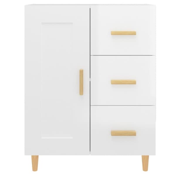 Skänk vit högglans 69,5x34x90 cm konstruerat trä