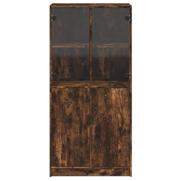 Skåp med dörrar rökfärgad ek 68x37x142 cm konstruerat trä