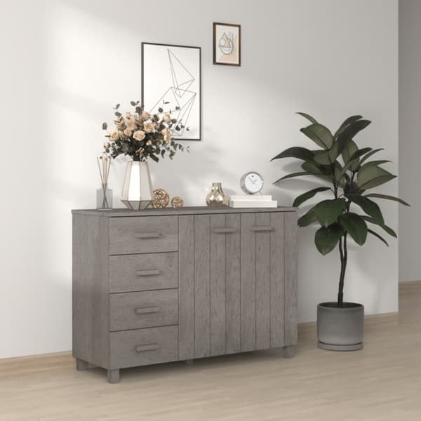 Skänk HAMAR ljusgrå 113x40x80 cm massiv furu