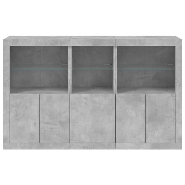 Skänk med LED-belysning betonggrå 162x37x100 cm