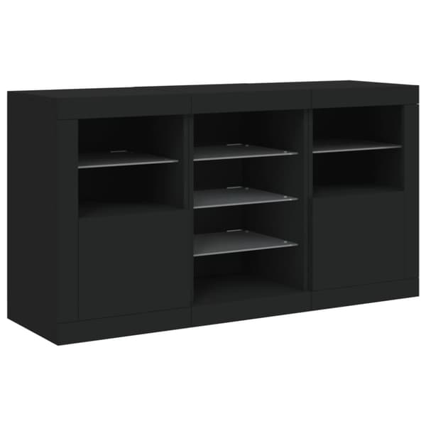 Skänk med LED-belysning svart 123x37x67 cm