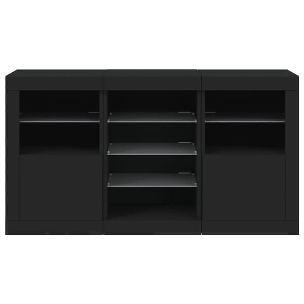 Skänk med LED-belysning svart 123x37x67 cm