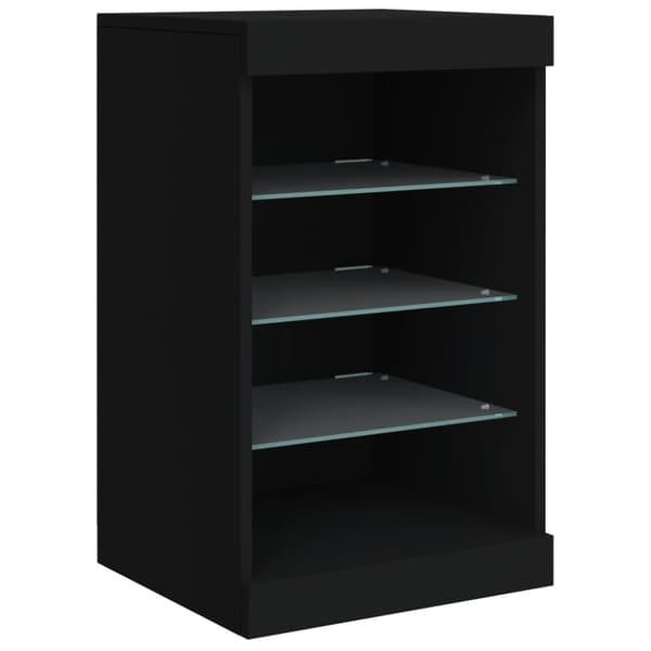 Skänk med LED-belysning svart 123x37x67 cm