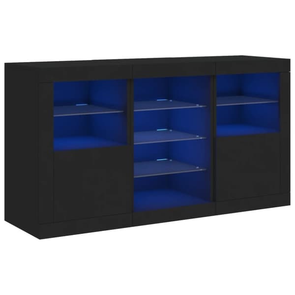 Skänk med LED-belysning svart 123x37x67 cm