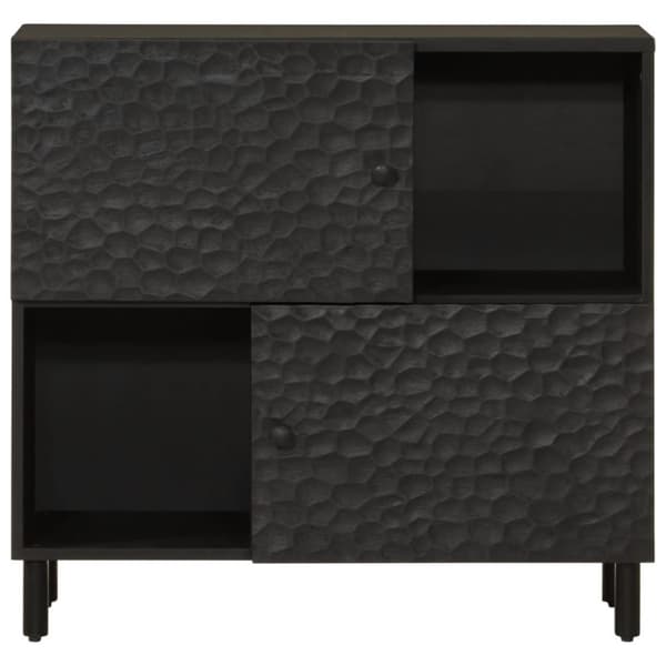 Sidoskåp svart 80x33x75 cm massivt mangoträ