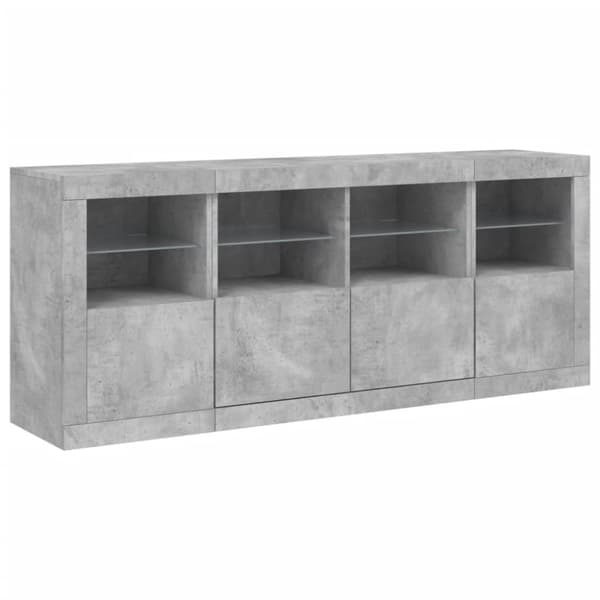 Skänk med LED-belysning betonggrå 163x37x67 cm