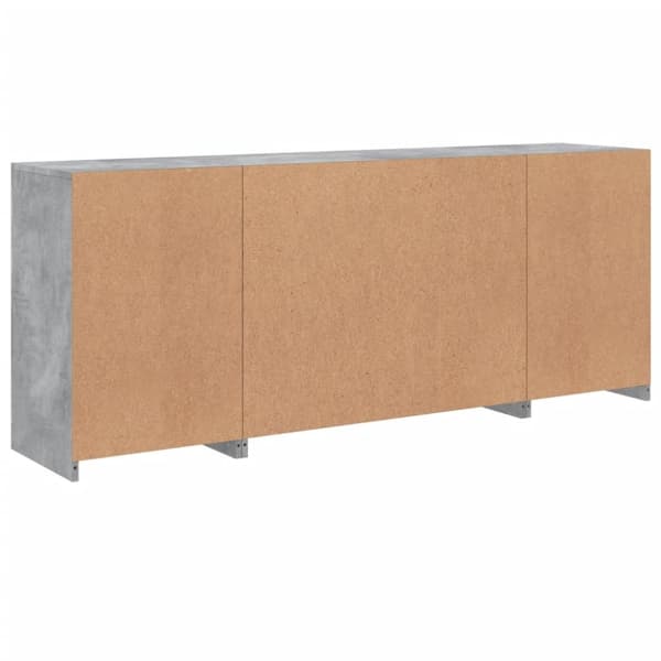 Skänk med LED-belysning betonggrå 163x37x67 cm