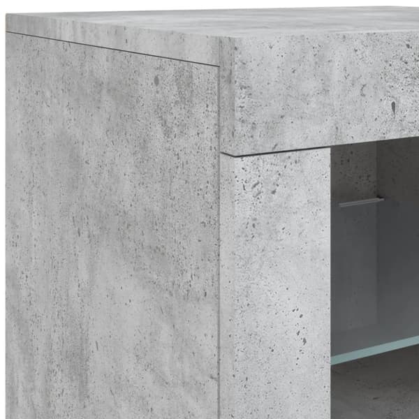 Skänk med LED-belysning betonggrå 163x37x67 cm