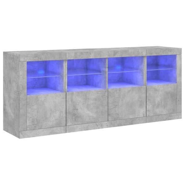 Skänk med LED-belysning betonggrå 163x37x67 cm