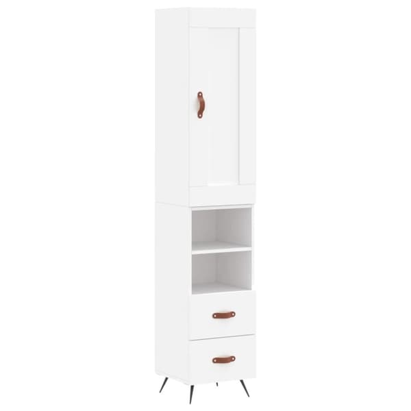 Högskåp vit 34,5x34x180 cm konstruerat trä