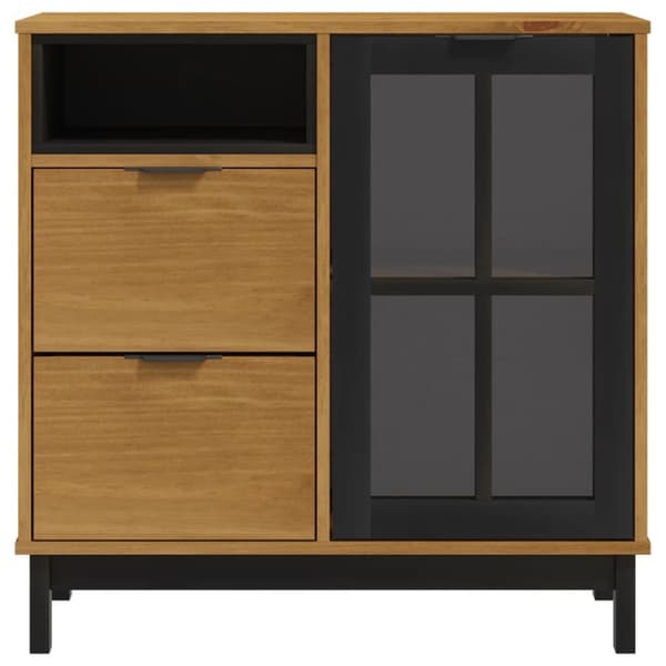Skänk med glasdörrar FLAM 80x40x80 cm massiv furu