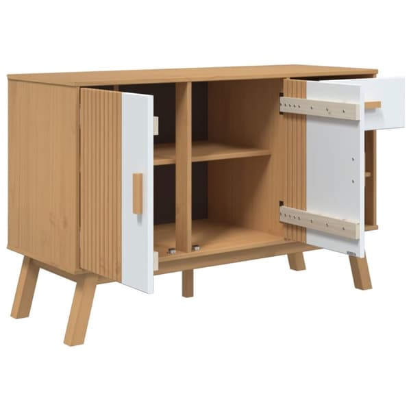 Skänk OLDEN vit och brun 114x43x73,5 cm massiv furu