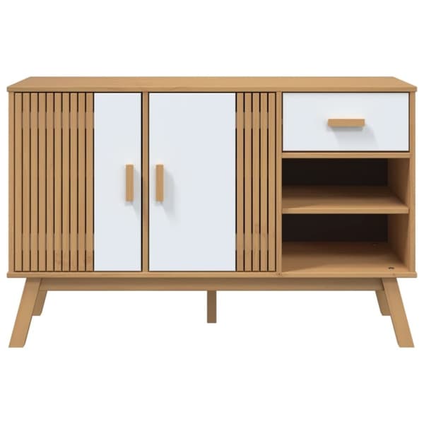 Skänk OLDEN vit och brun 114x43x73,5 cm massiv furu