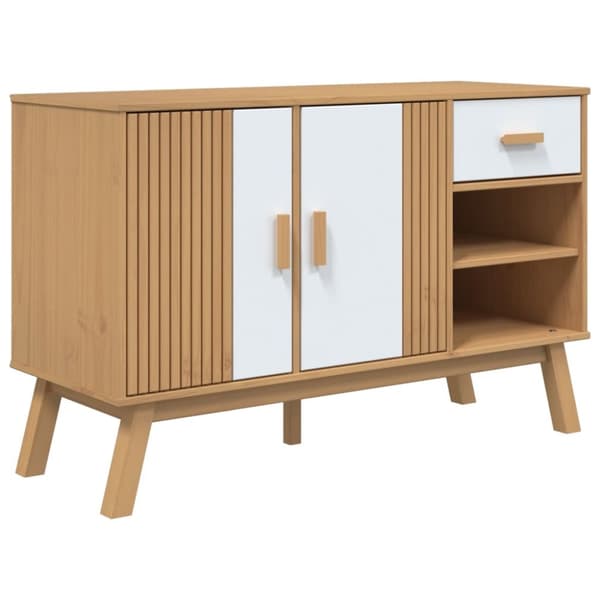 Skänk OLDEN vit och brun 114x43x73,5 cm massiv furu