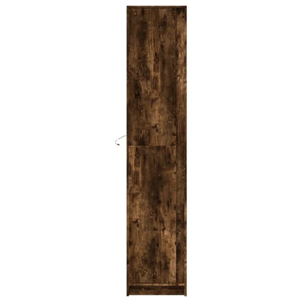 Högskåp med LEDs rökfärgad ek 41,5x32,5x200 cm konstruerat trä