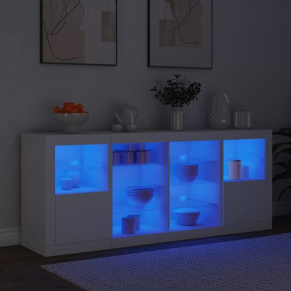 Skänk med LED-belysning vit 163x37x67 cm