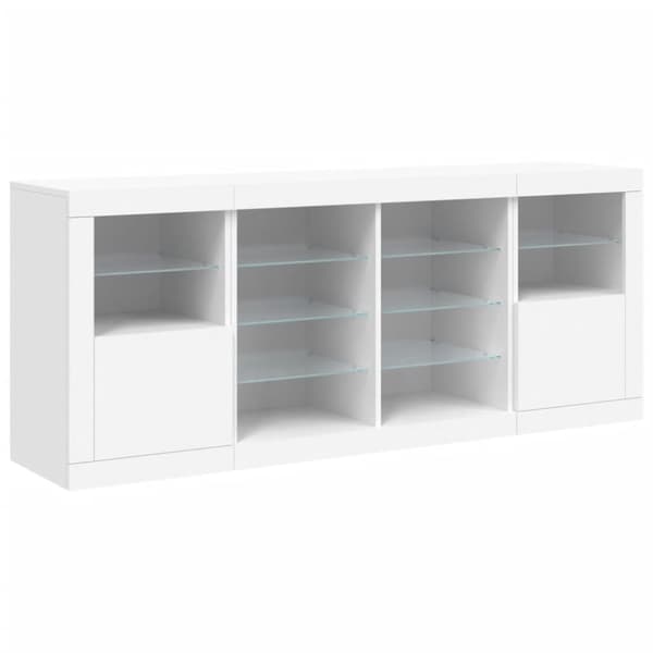 Skänk med LED-belysning vit 163x37x67 cm