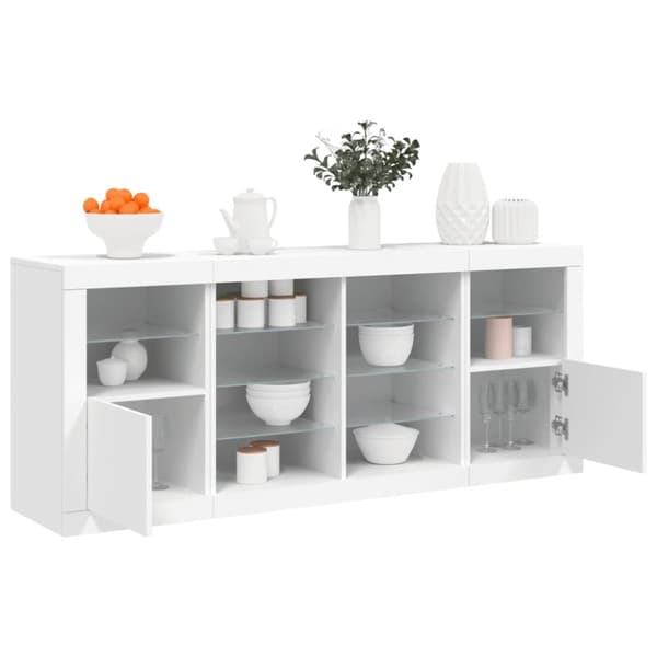 Skänk med LED-belysning vit 163x37x67 cm