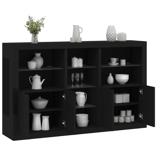 Skänk med LED-belysning svart 162x37x100 cm