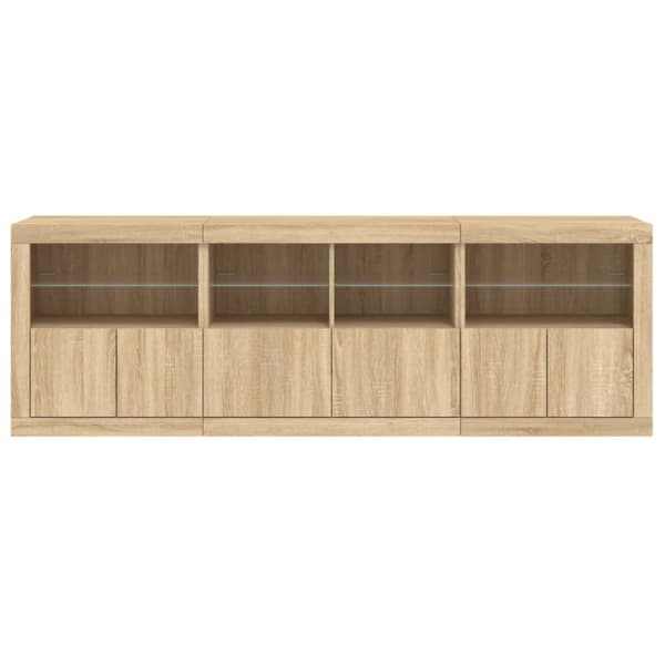 Skänk med LED-belysning sonoma-ek 202x37x67 cm