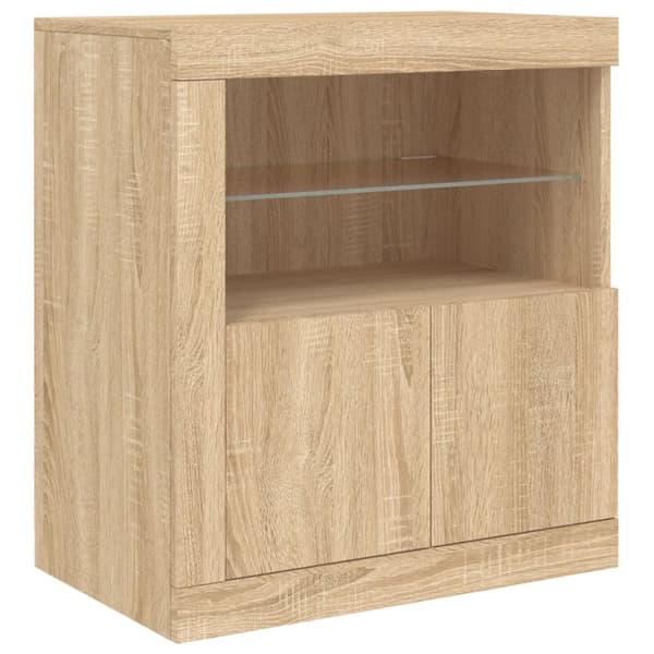 Skänk med LED-belysning sonoma-ek 202x37x67 cm