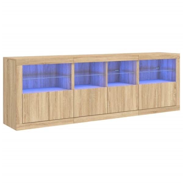 Skänk med LED-belysning sonoma-ek 202x37x67 cm