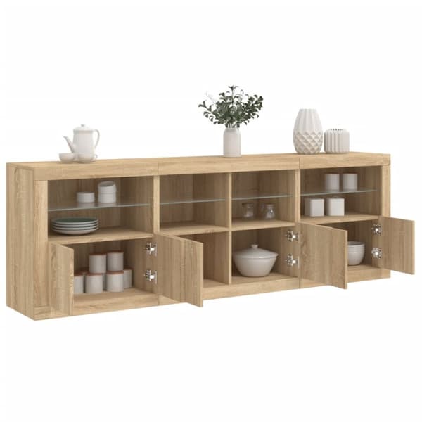 Skänk med LED-belysning sonoma-ek 202x37x67 cm