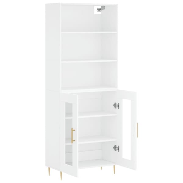 Högskåp vit 69,5x34x180 cm konstruerat trä