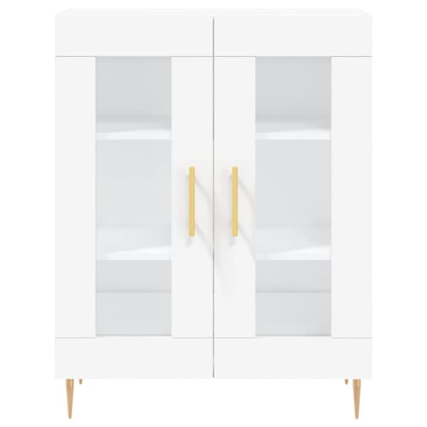 Högskåp vit 69,5x34x180 cm konstruerat trä