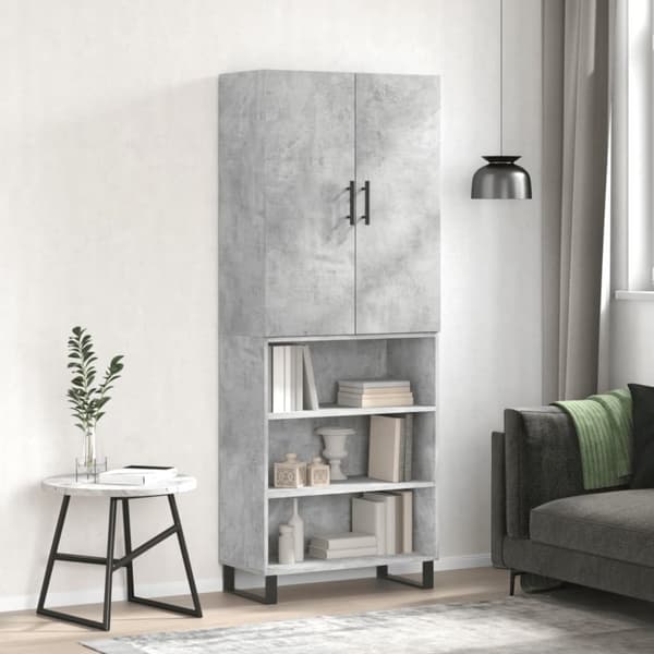Högskåp betonggrå 69,5x34x180 cm konstruerat trä