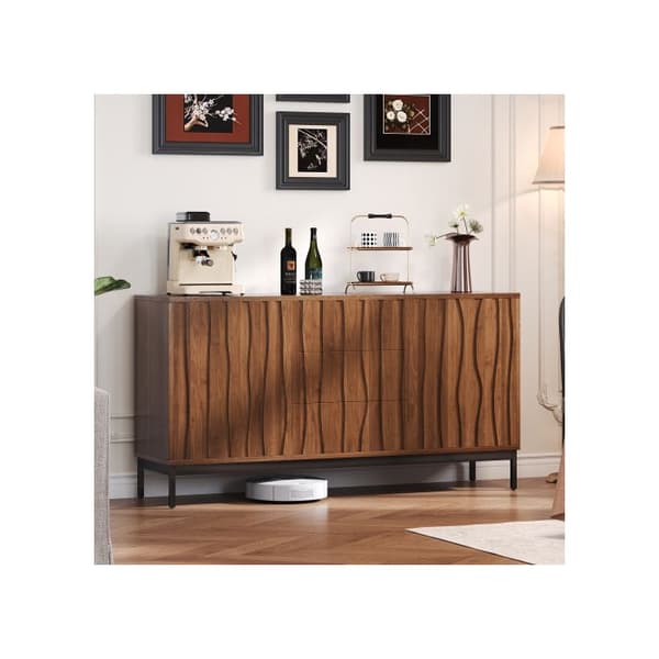 150 cm buffé i mörk ek, 3 lådor, stort buffé