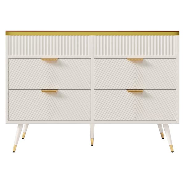 Valkoinen senkki 120x40x76 cm, keltainen lasi – Allaskaappi, jossa 6 laatikkoa ja lokeroa, kaatumissuoja