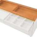Pikkukuva 11 / 11: Valkoinen senkki 120x40x76 cm, keltainen lasi – Allaskaappi, jossa 6 laatikkoa ja lokeroa, kaatumissuoja