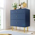 Miniatyrbild 3 av 11: Byrå med 3 lådor i marinblå – Hög kommod/Sideboard för sovrum & vardagsrum – 89x75x40 cm